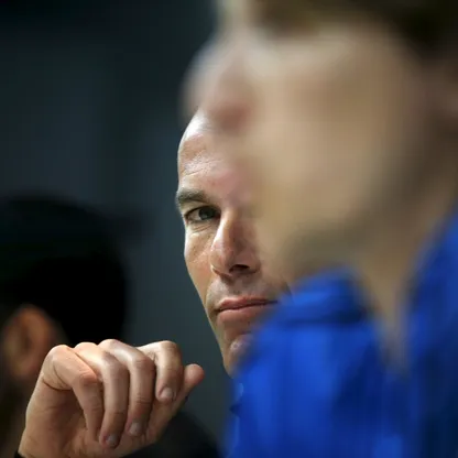 زين الدين زيدان مدرب ريال مدريد السابق ولوكا مودريتش خلال مؤتمر صحفي قبل مواجهة فلوفسبورغ بدوري أبطال أوروبا - 11 أبريل 2016