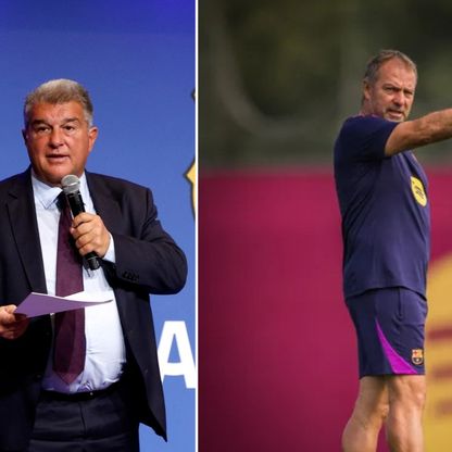 لابورتا رئيس برشلونة يدافع عن المدرب هانزي فليك ويلوم الحكم