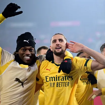 أدريان رابيو بعد تسجيله هدفاً لميلان في مرمى بولونيا بالدوري الإيطالي - 3 فبراير 2026