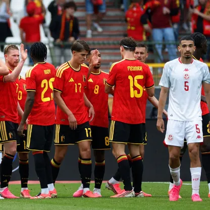 بلجيكا تحتفل بالتسجيل ضد تونس ودياً - 6 يونيو 2026