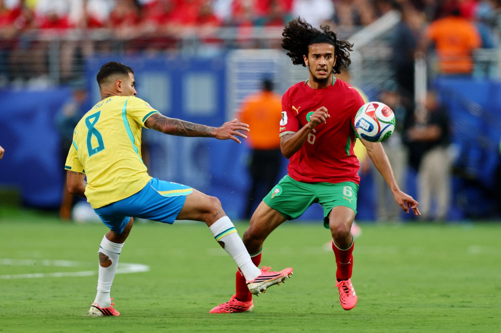 أيوب بوعدي خلال مباراة البرازيل والمغرب بكأس العالم - 13 يونيو 2026