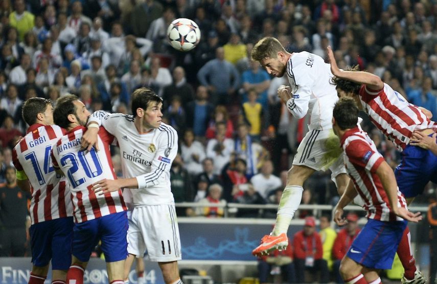 رأسية راموس في مرمى أتلتيكو ،   خلال نهائي دوري أبطال أوروبا     في 24 مايو 2014مدريد ليلة العاشرة - AFP