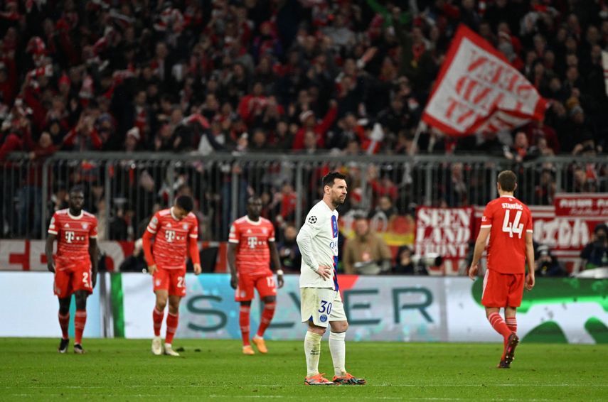 ليونيل ميسي بعدما سجل بايرن ميونيخ هدفه الثاني في مرمى باريس سان جيرمان بدوري أبطال أوروبا - 8 مارس 2023