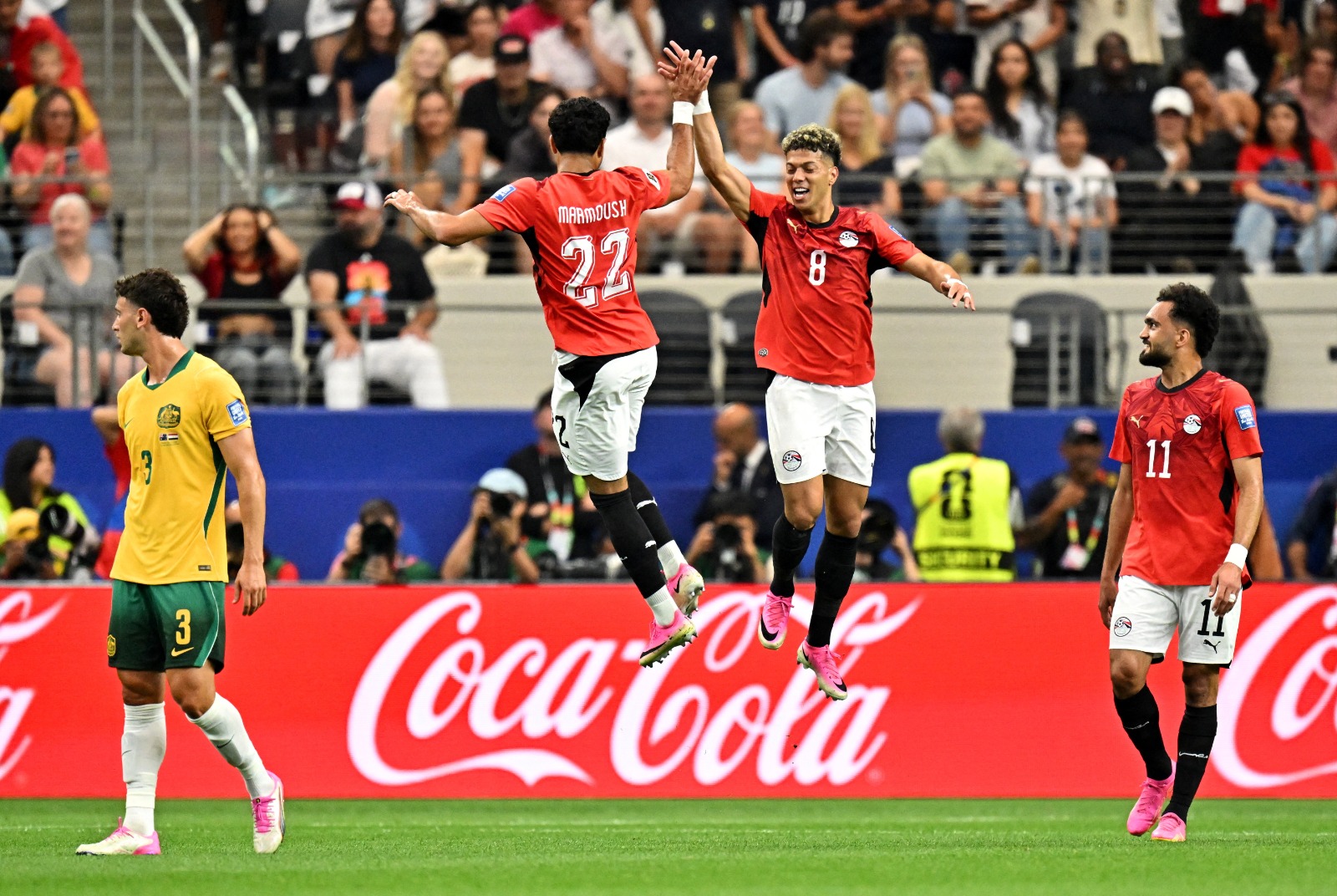 إمام عاشور يحتفل بهدفه مع مصر أمام أستراليا بكأس العالم - 3 يوليو 2026