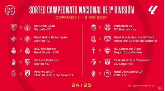 برنامج الجولة الأولى من الدوري الإسباني موسم 24/25