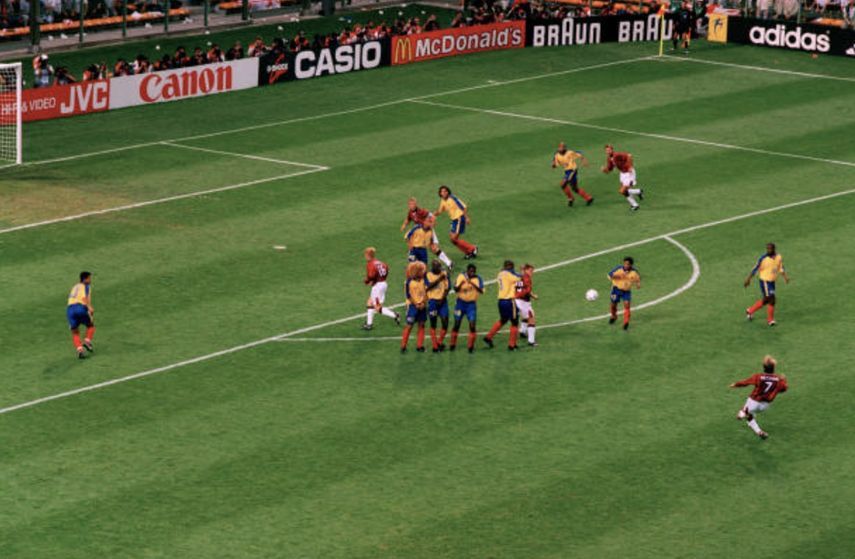هدف بيكهام في مرمى كولومبيا بمجموعات كأس العالم 1998