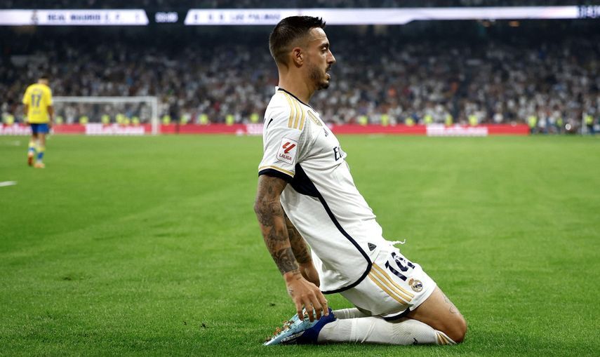 فرحة خوسيلو بتسجيل هدف ريال مدريد الثاني أمام لاس بالماس في الليغا 27-9-2023
