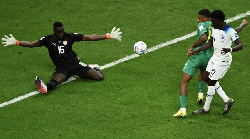 بوكايو ساكا يسجل الهدف الثالث لمنتخب انجلترا امام السنغال في ثمن نهائي مونديال 2022