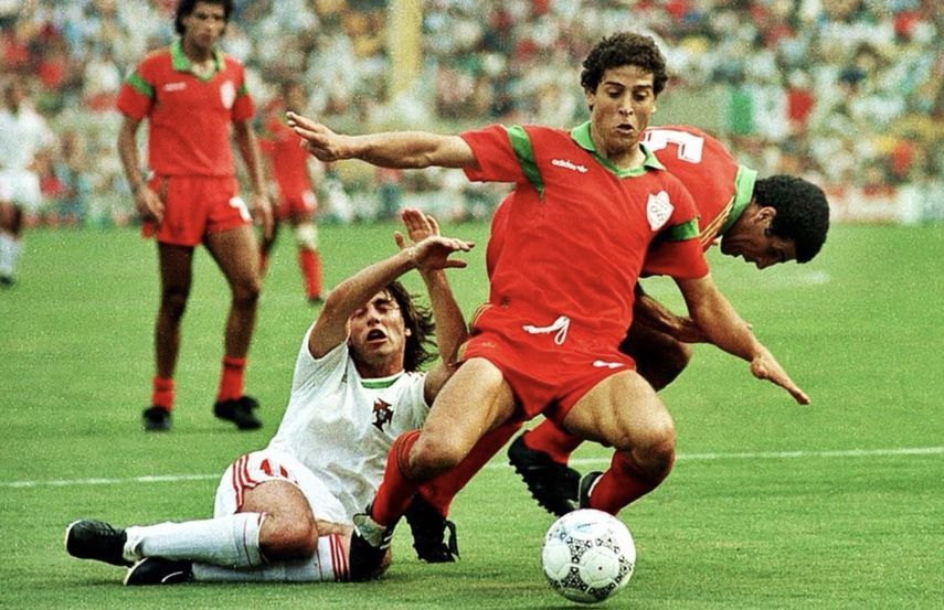 نجم المغرب عبد الرزاق خيري امام البرتغال في كأس العالم 1986