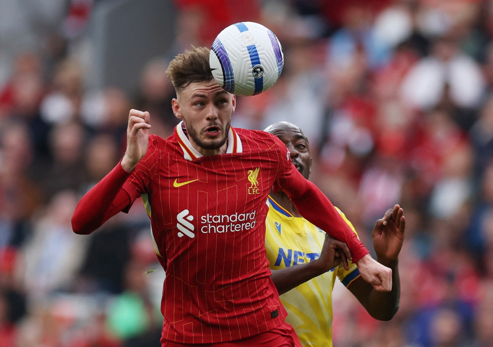 كونور برادلي لاعب ليفربول خلال مواجهة كريستال بالاس في الدوري الإنجليزي الممتاز - 25 مايو 2025