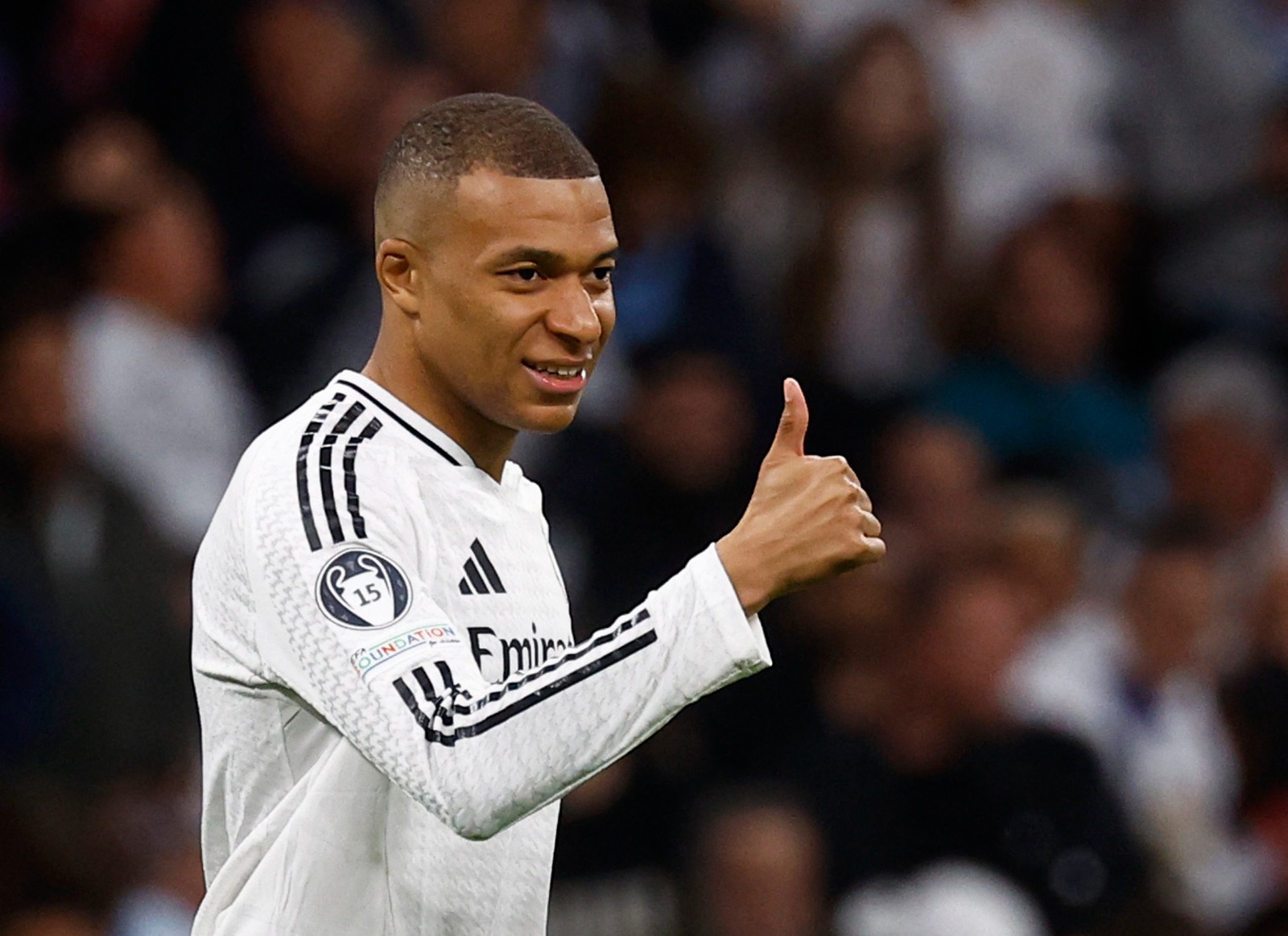 كيليان مبابي مهاجم ريال مدريد خلال مواجهة أرسنال في إياب ربع نهائي دوري أبطال أوروبا - 16 أبريل 2025