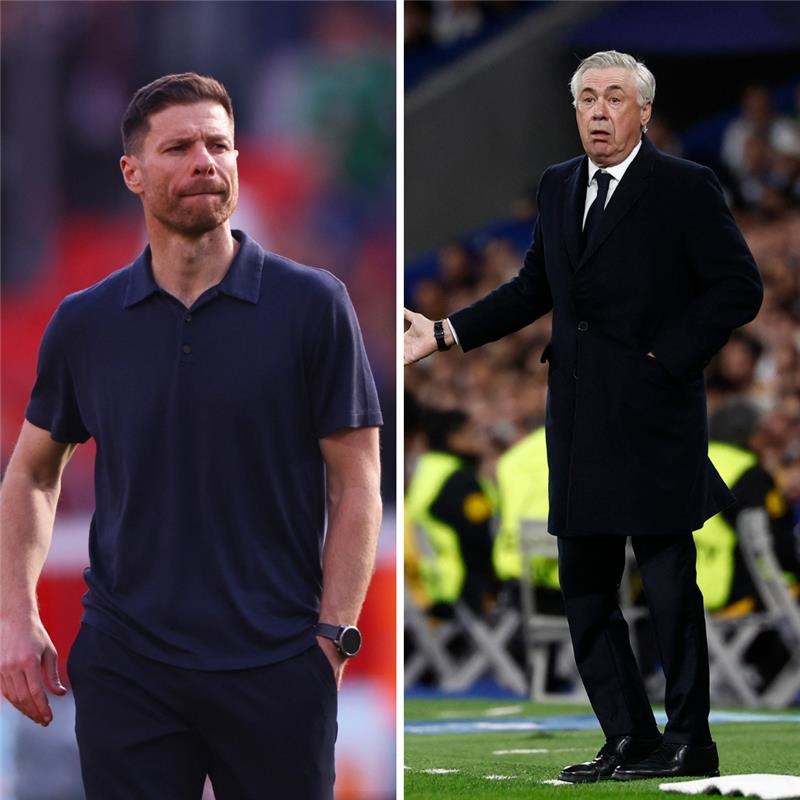 مدرب ريال مدريد كارلو أنشيلوتي ومدرب باير ليفركوزن تشابي ألونسو في صورة مركبة