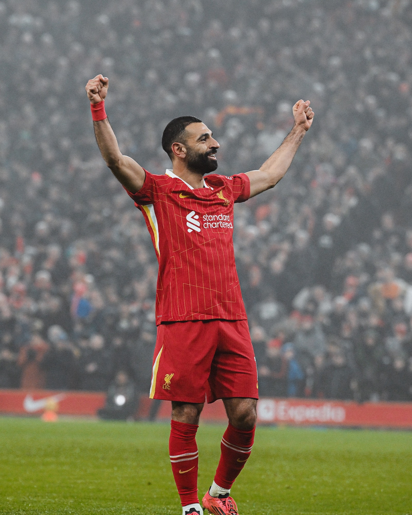 محمد صلاح لاعب ليفربول يحتفل بهدفه في مرمى ليستر سيتي - 26 ديسمبر 2024