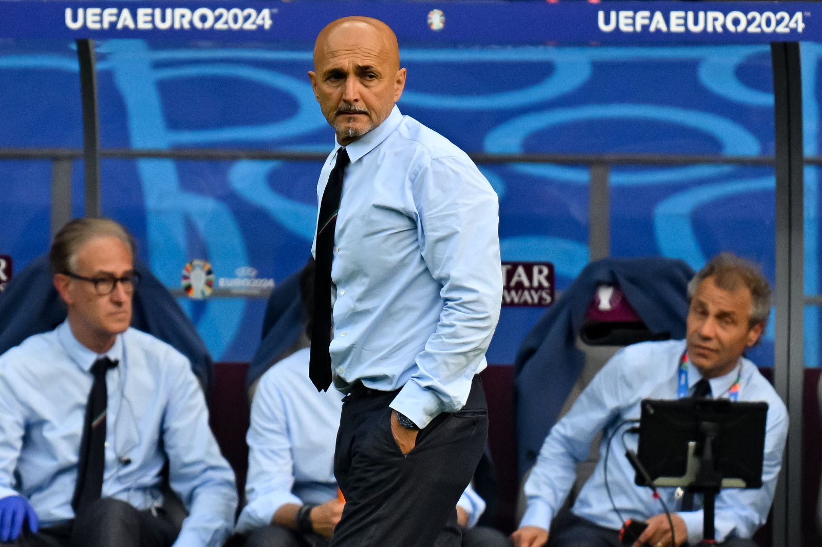 مدرب إيطاليا لوتشيانو سباليتي خلال مباراة ضد سويسرا في 'يورو 2024' - 29 يونيو 2024