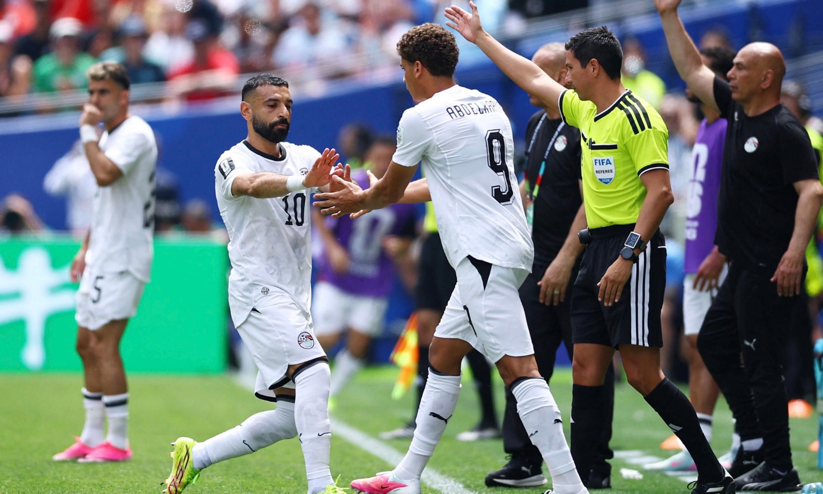 لحظة مشاركة حمزة عبد الكريم بدلاً من محمد صلاح في مباراة مصر وبلجيكا بكأس العالم 2026