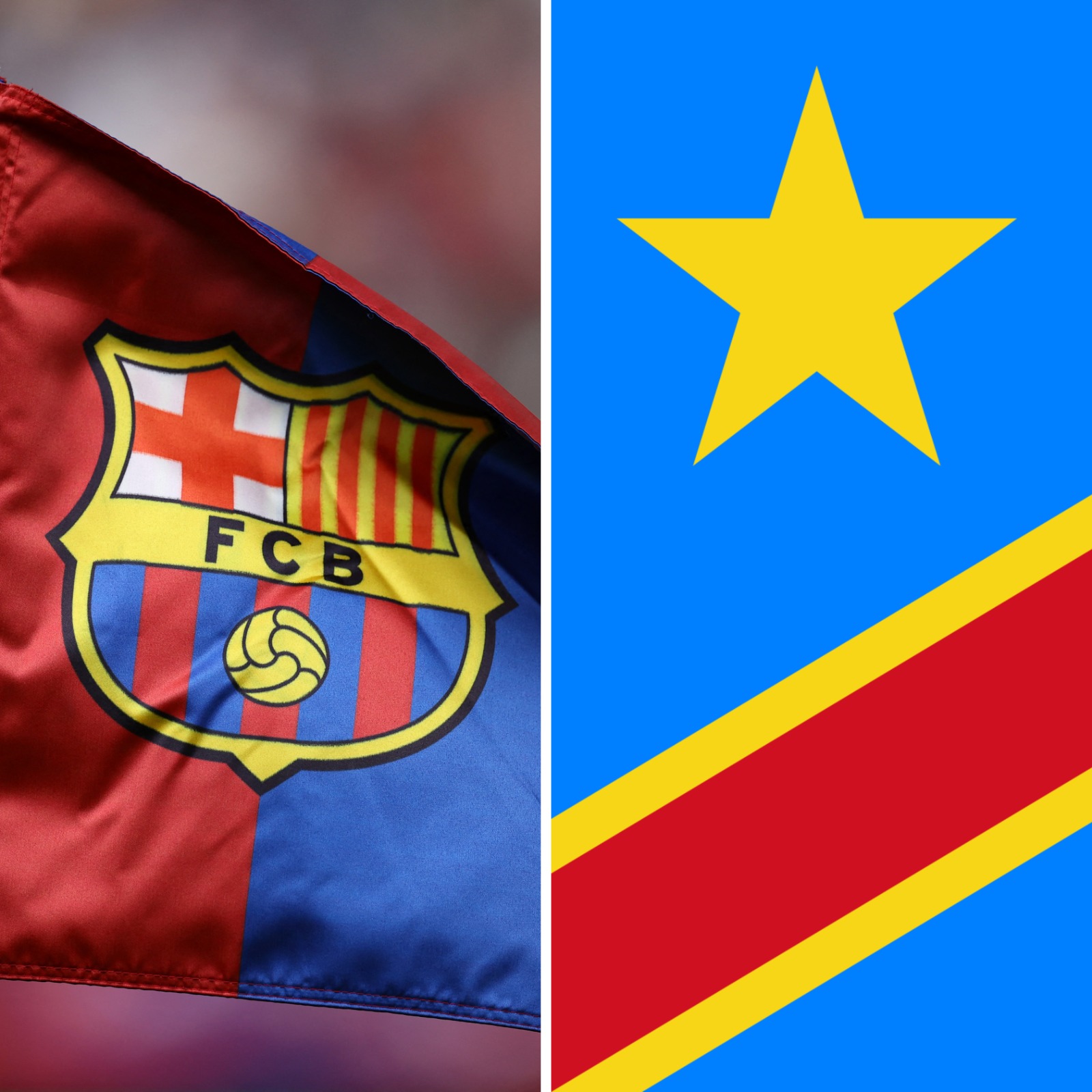 شعار فريق برشلونة وعلم جمهورية الكونغو الديمقراطية في صورة مُركبة
