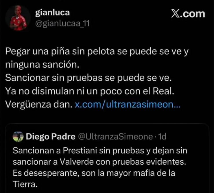 تغريدة جيانلوكا بريستياني لاعب بنفيكا على 