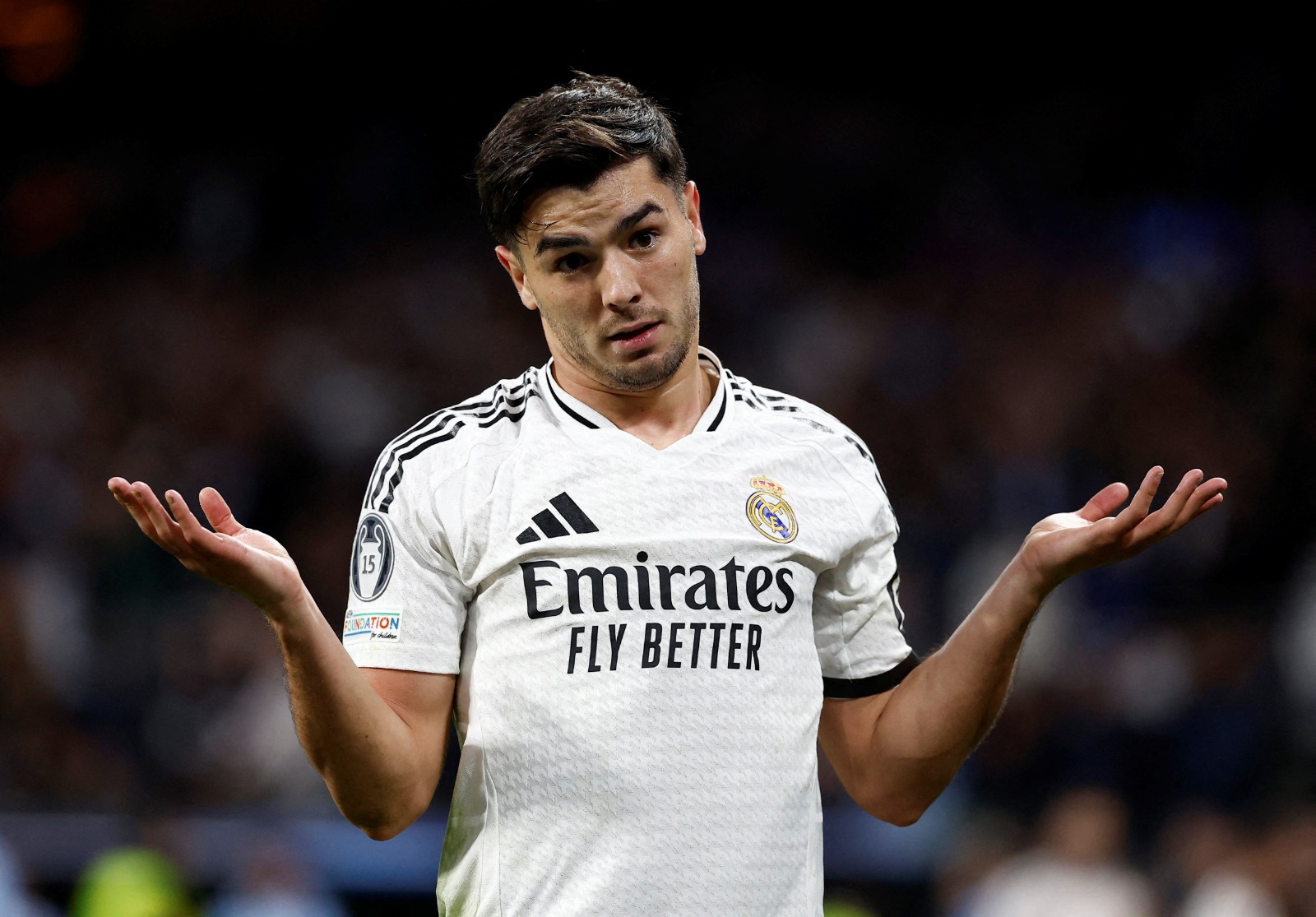 المغربي براهيم دياز لاعب ريال مدريد يحتفل بهدفه في شباك أتلتيكو مدريد في ثمن نهائي دوري أبطال أوروبا - 5 مارس 2025