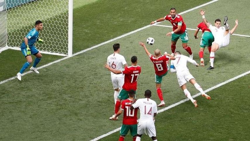 هدف رونالدو في شباك المنتخب المغربي