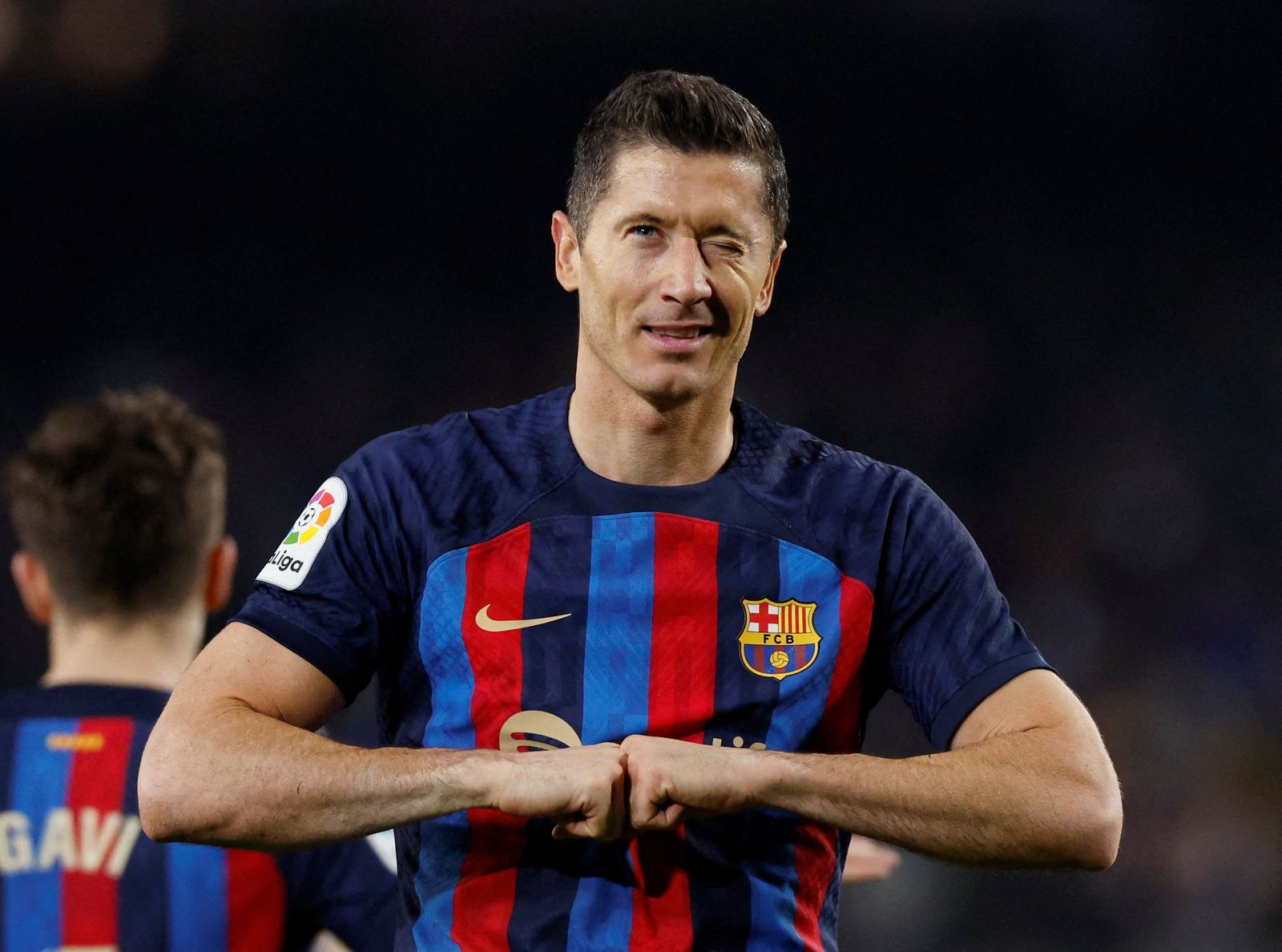 روبرت ليفاندوفسكي مهاجم برشلونة في مباراة فريقه أمام قادش - 19 فبراير 2023