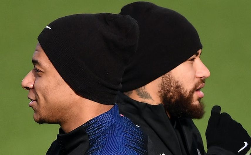 نيمار ومبابي في تدريبات باريس سان جيرمان, AFP