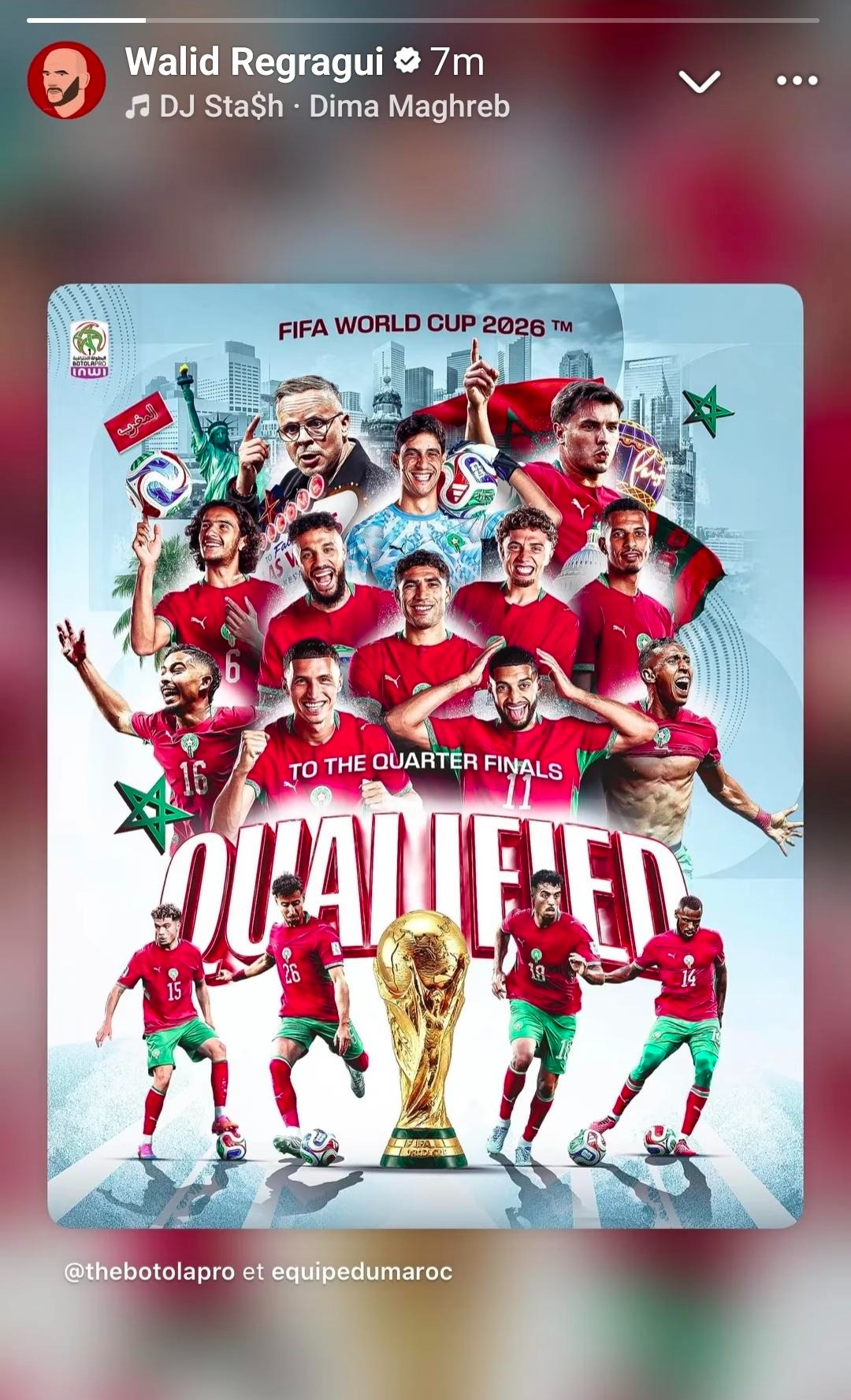تهنئة وليد الركراكي للمغرب بعد التأهل لربع نهائي المونديال - 4 يوليو 2026